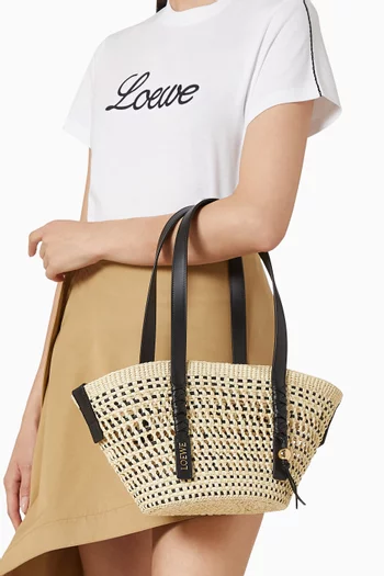 x Paula’s Ibiza Small Braid Basket in Iraca Palm & Calfskin