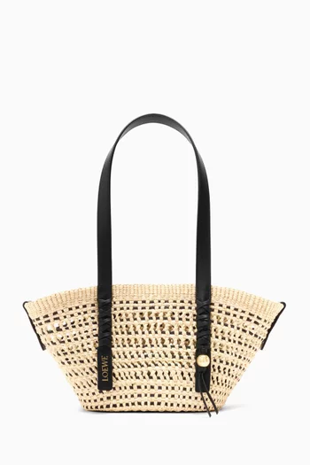 x Paula’s Ibiza Small Braid Basket in Iraca Palm & Calfskin
