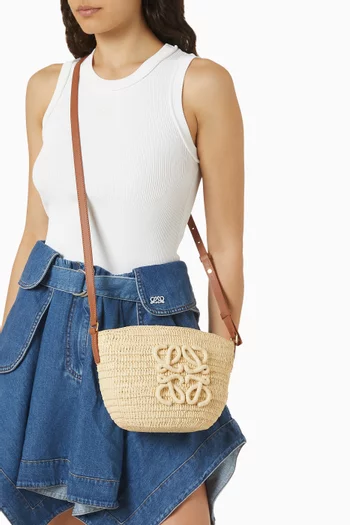 x Paula’s Ibiza Eclipse Pochette in Raffia & Calfskin