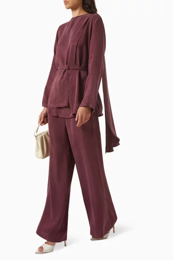 Draped Co-Ord Set in Stone-washed Silk