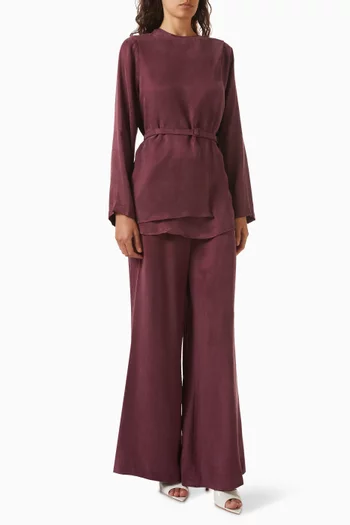 Draped Co-Ord Set in Stone-washed Silk