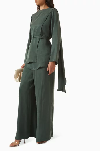 Draped Co-Ord Set in Stone-washed Silk