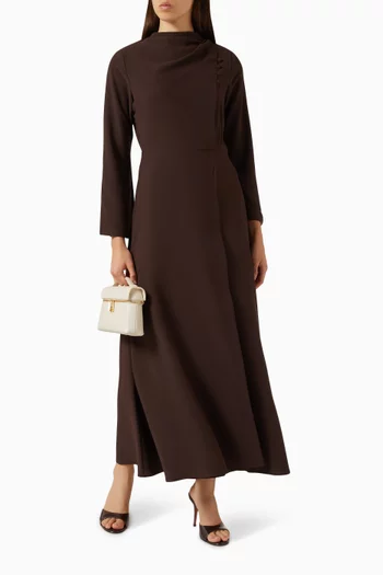 Draped Bodice Maxi Dress in Crepe