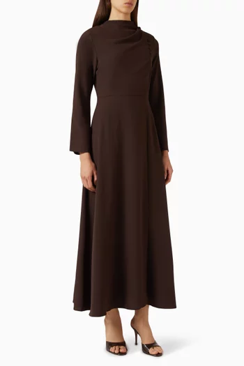 Draped Bodice Maxi Dress in Crepe