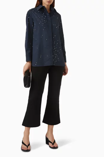 Rhinestone-embellished Shirt in Cotton Blend