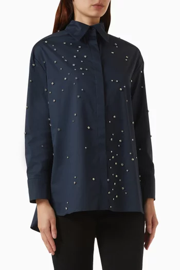 Rhinestone-embellished Shirt in Cotton Blend
