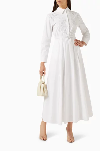 Belted Dress in Cotton Blend
