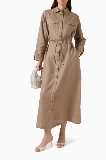 Shirt Midi Dress in Linen