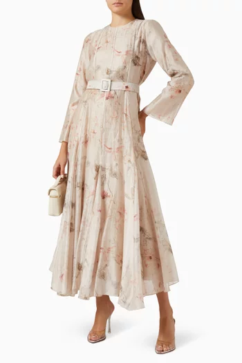 Printed Midi Dress in Chiffon