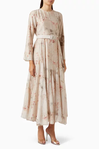 Printed Midi Dress in Chiffon