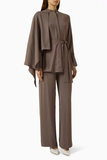 Draped Button-up Co-ord Set in Crepe