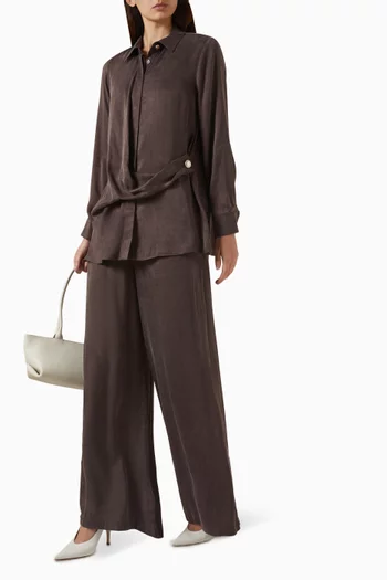 Draped Co-ord Set in Stone-washed Silk