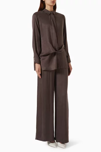 Draped Co-ord Set in Stone-washed Silk