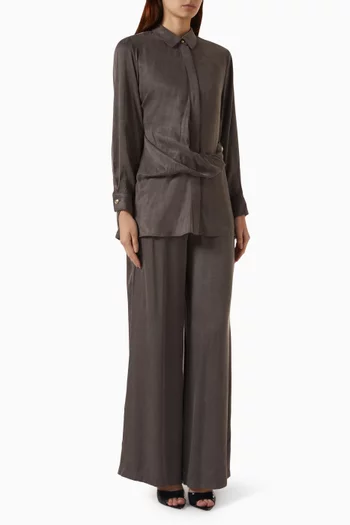 Draped Co-ord Set in Stone-washed Silk