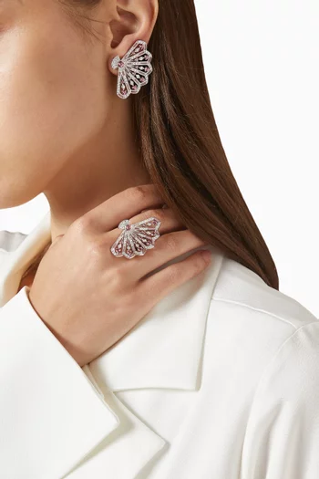 Fanfare Symphony Openwork Tourmalines & Diamonds Ring in 18kt White Gold