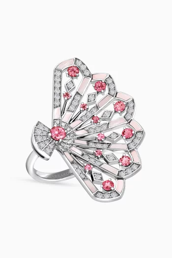 Fanfare Symphony Openwork Tourmalines & Diamonds Ring in 18kt White Gold