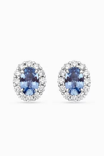 1735 Blue Sapphire & Diamond Stud Earrings in Platinum