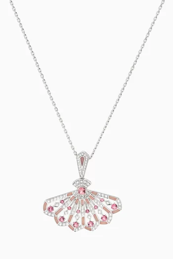 Fanfare Symphony Openwork Tourmalines & Diamonds Necklace in 18kt White Gold