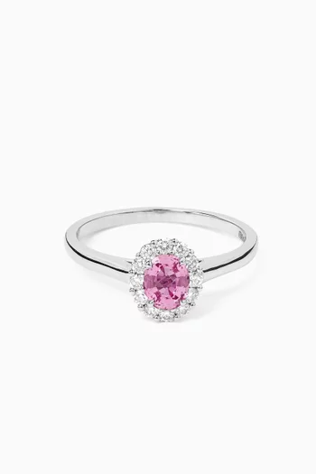 1735 Pink Sapphire & Diamond Oval Ring in Platinum