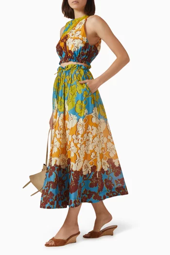 Splice Midi Skirt in cotton-silk