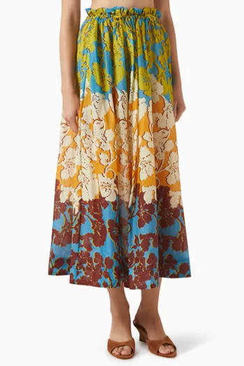 Splice Midi Skirt in cotton-silk
