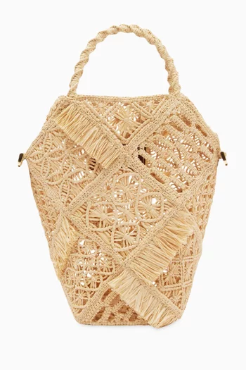 Macrame Bucket Bag in Raffia