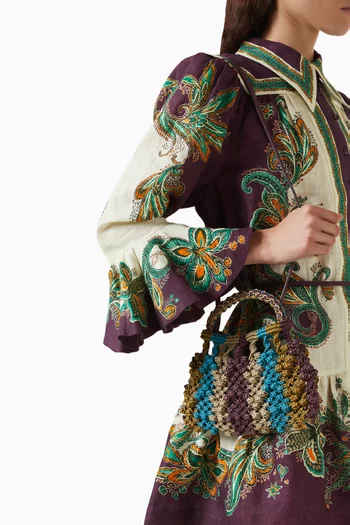 Micro Macrame Crescent Bag in Leather