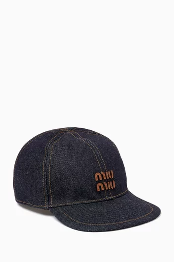 Logo-embroidered Baseball Cap in Denim