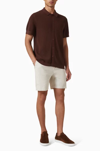 Crochet Knit Button-up Shirt in Cotton