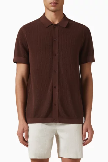 Crochet Knit Button-up Shirt in Cotton