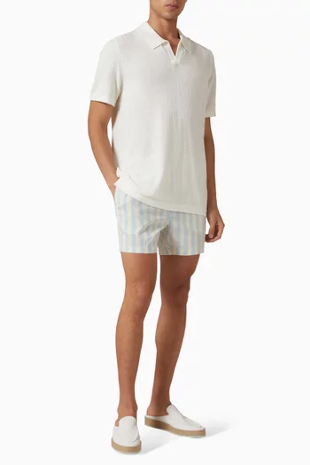 Bouclé Knit Johnny Polo Shirt in Cotton-blend