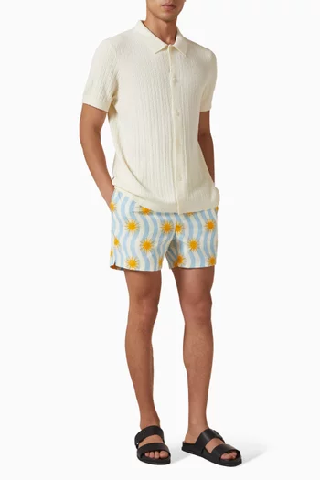 Bouclé Rib Button-up Shirt in Cotton-blend