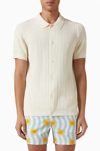 Bouclé Rib Button-up Shirt in Cotton-blend