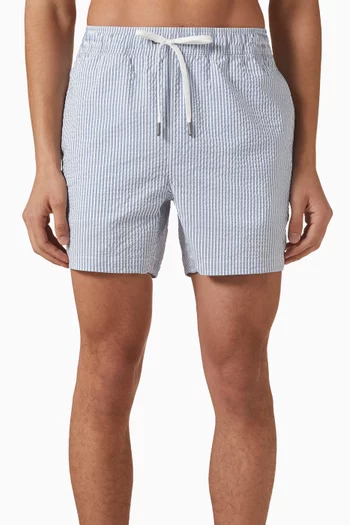 Charles 5" Swim Shorts in Classic Seersucker