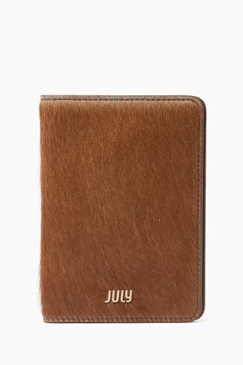Cow Print Travel Wallet in Leather