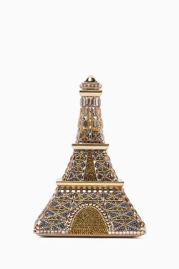 Eiffel Tower Bonne Nuit Crystal-embellished Clutch