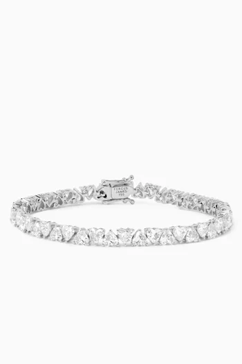 10ct North South Heart Diamond Tennis Bracelet in 18kt White Gold