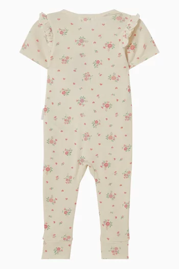 Love Heart Zip Romper in Organic Cotton