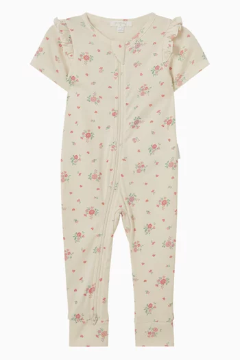 Love Heart Zip Romper in Organic Cotton