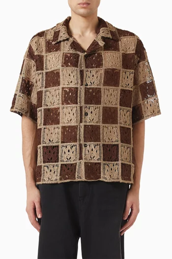 Ma Quad Oversized Camp Shirt in Crochet