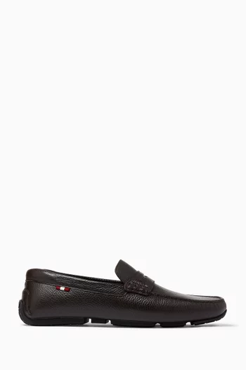Pavlos-U Driving Loafers in Grained Leather