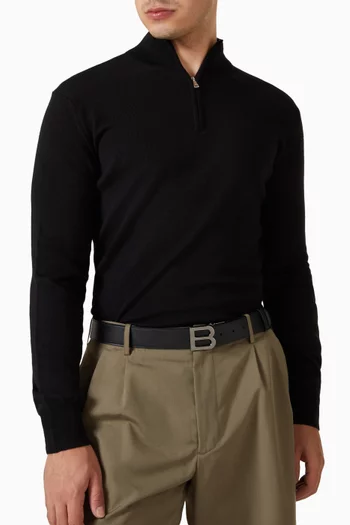 B Logo Reversible Belt in Leather