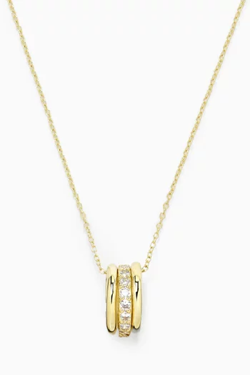 Triple Pave Ring Pendant Necklace in Gold-plated Brass