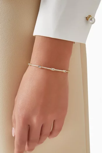 Pave Baguette Hinged Bangle in Gold-plated Brass