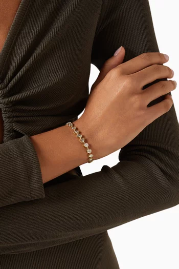 Multi CZ Bezel Set Tennis Bracelet in Gold-plated Brass