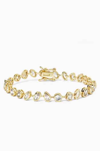 Multi CZ Bezel Set Tennis Bracelet in Gold-plated Brass