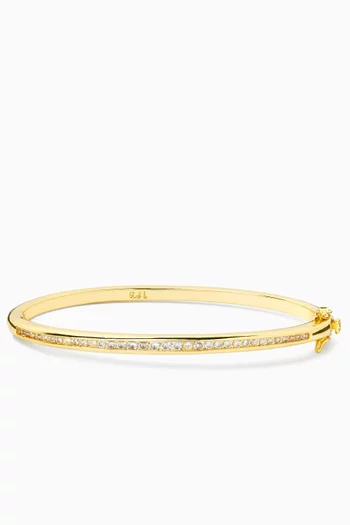 Graduated CZ Bangle Bracelet in Rhodium-plated Brass