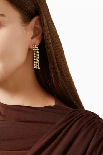Round CZ Bezel Fringe Earrings in Gold-plated Brass