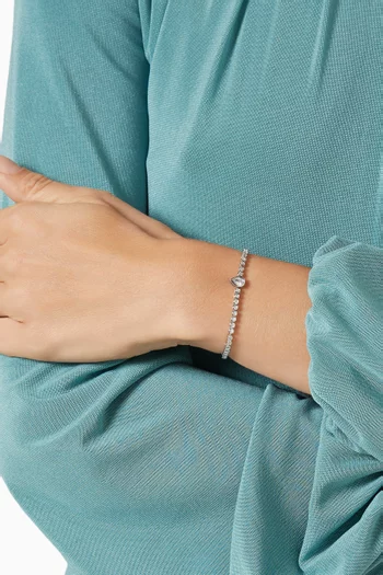 Bezel Round CZ Tennis Bracelet in Rhodium-plated Brass