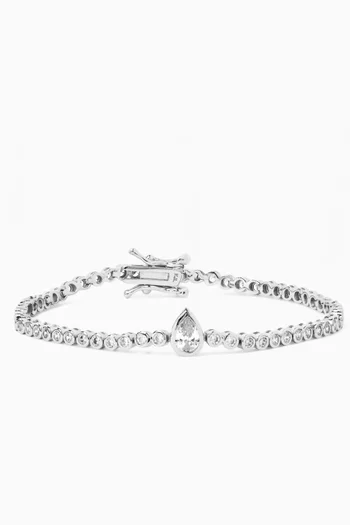 Bezel Round CZ Tennis Bracelet in Rhodium-plated Brass
